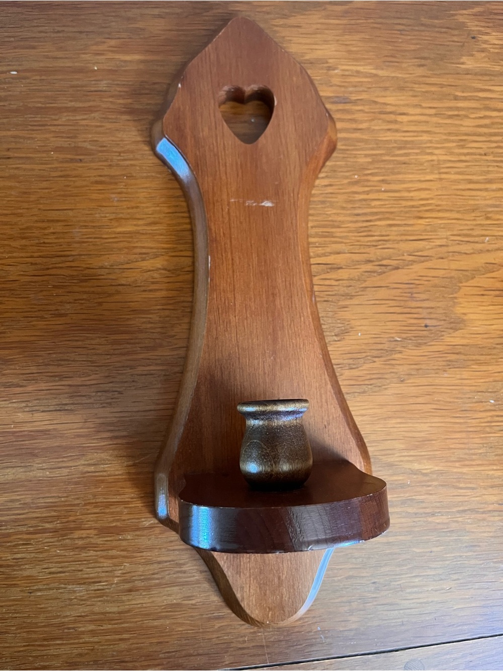 Vintage Wooden Heart Wall Candle Holder